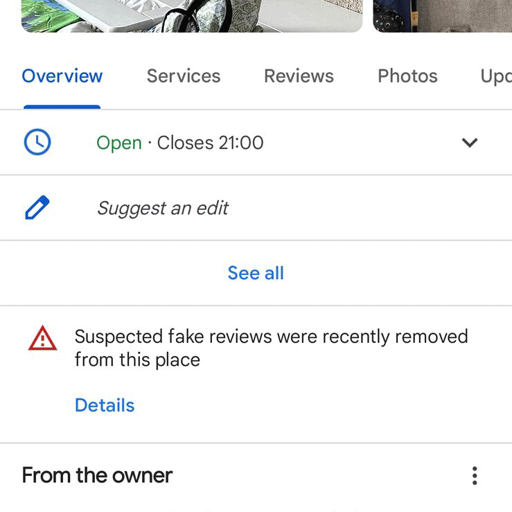 Google Maps Business Profile Fake Review Notice