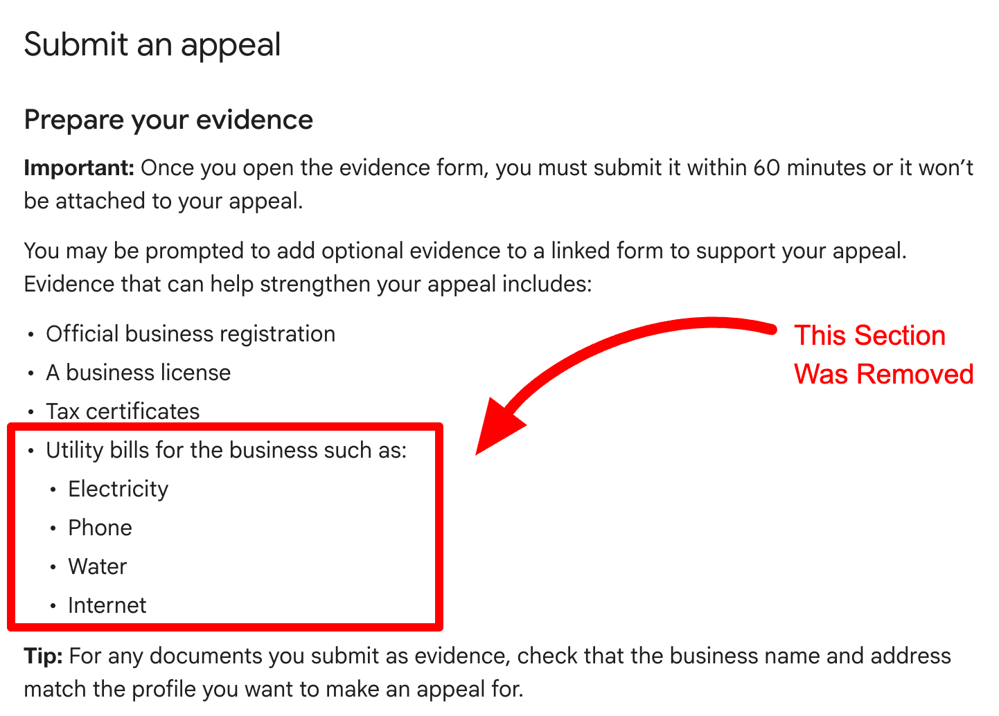 Google Drops Utility Bills for - Gbp Appeal Utility Bill Removed 1752094443 