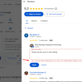 Google Business Profile review bug