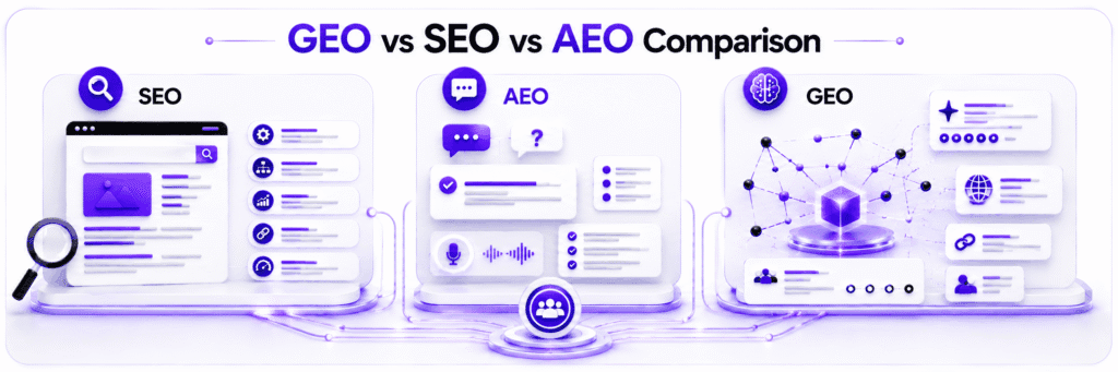 GEO vs SEO vs AEO Comparison