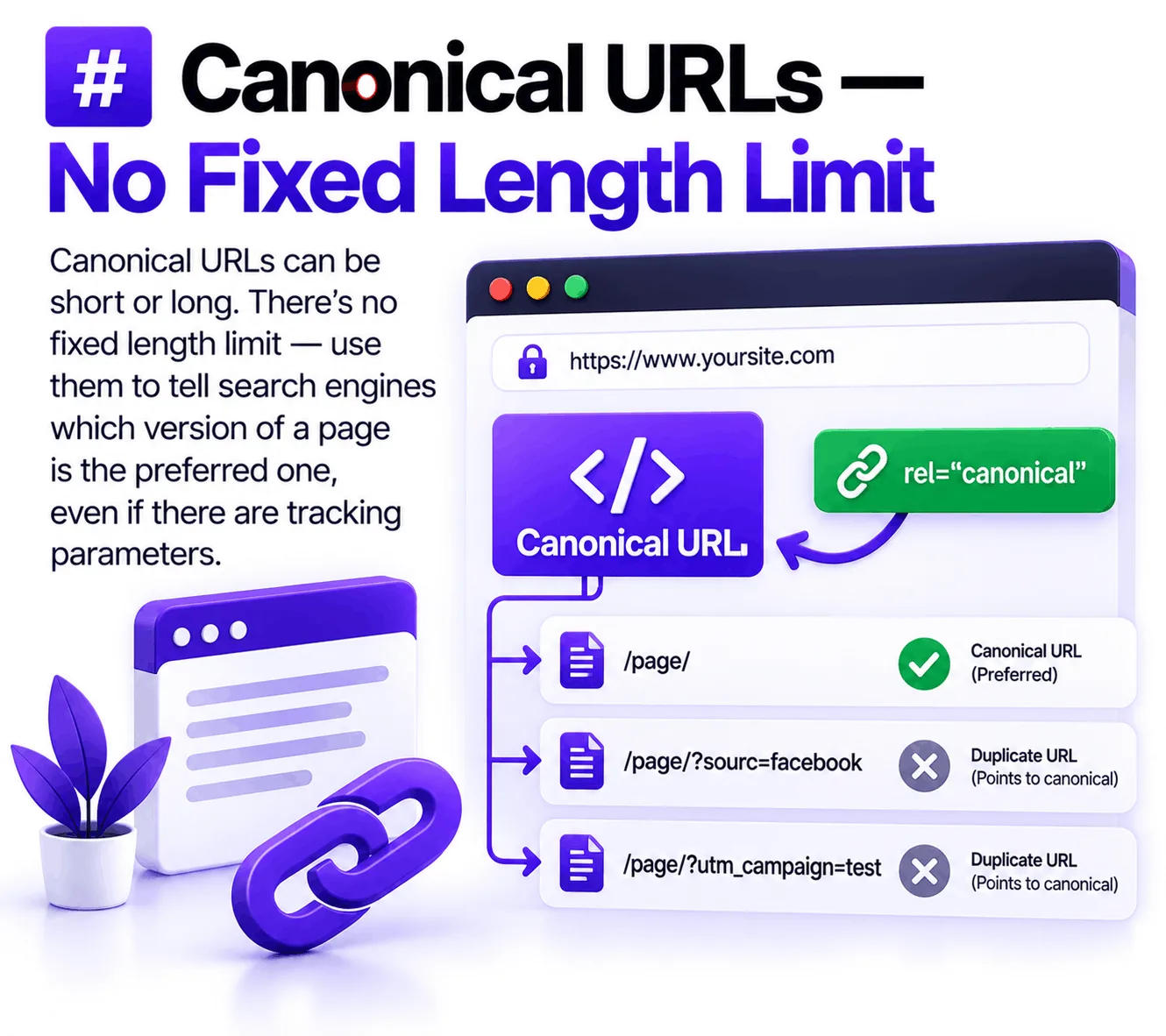 Canonical URLs — No Fixed Length Limit